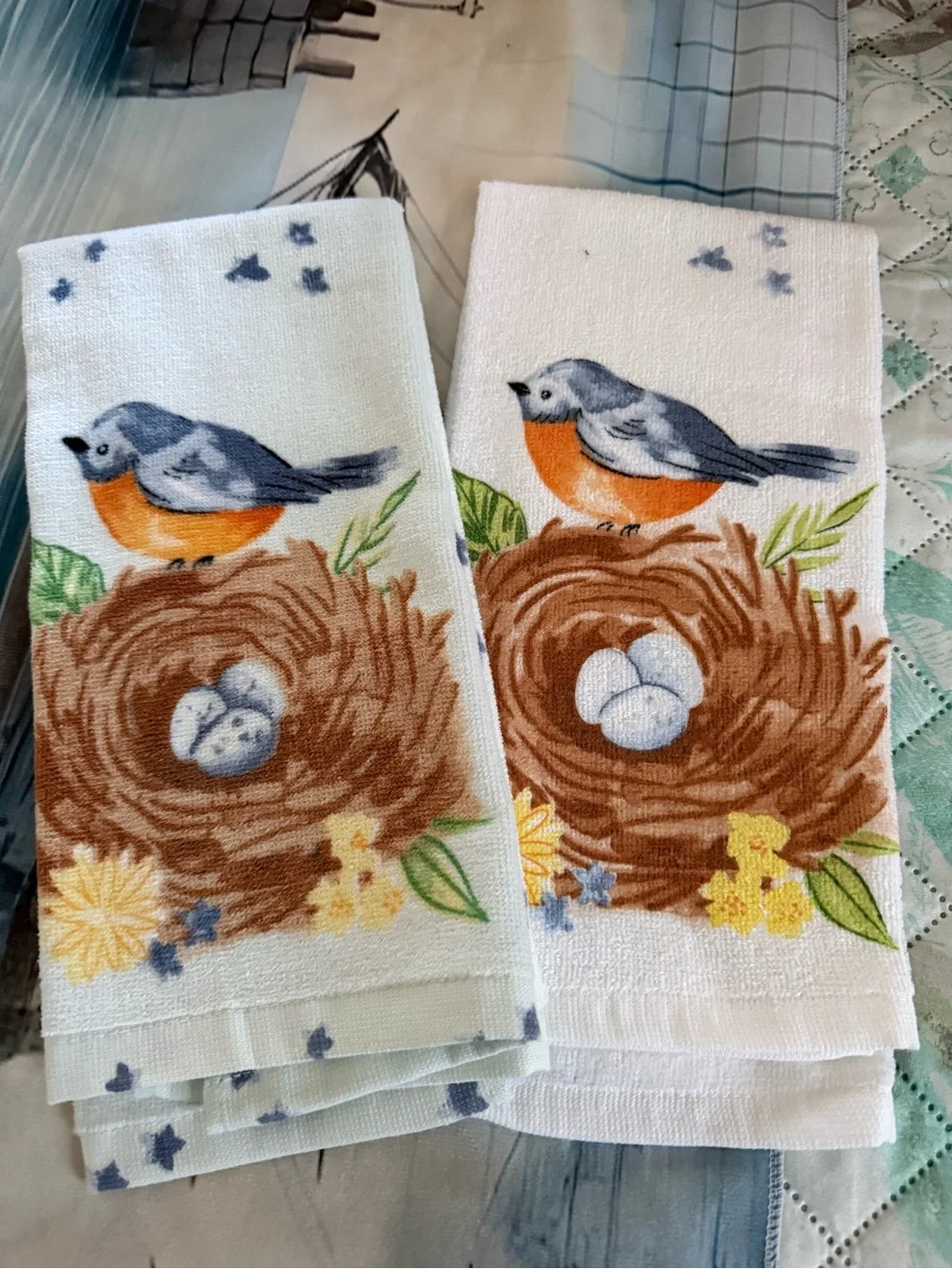 New Set of 4 Kohl's Bird Nest Hand Towel Set